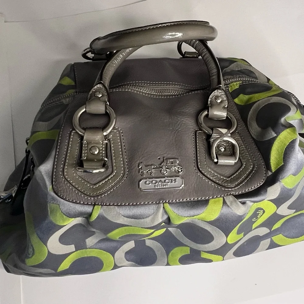 Coach Gray and Green Women's Bag - Picture 1 of 11